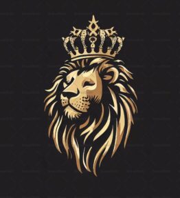 Majestätischer Löwe und Krone